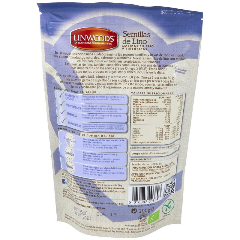 Semillas de Lino Molidas 200gr. Bio - Linwoods