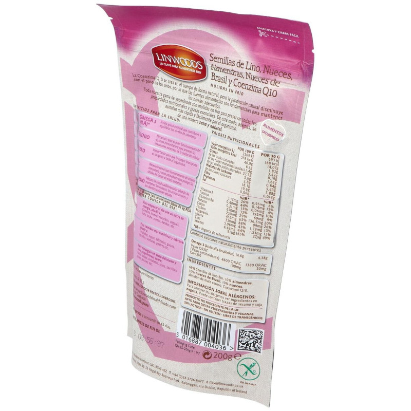 Semillas de Lino con Nueces Almendras Q10 200gr - Linwoods