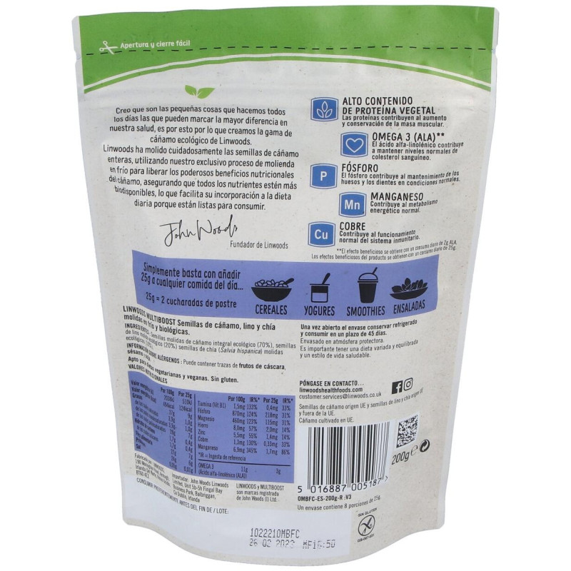 Semillas De Cañamo Molidas Lino Y Chia 200Gr. Bio