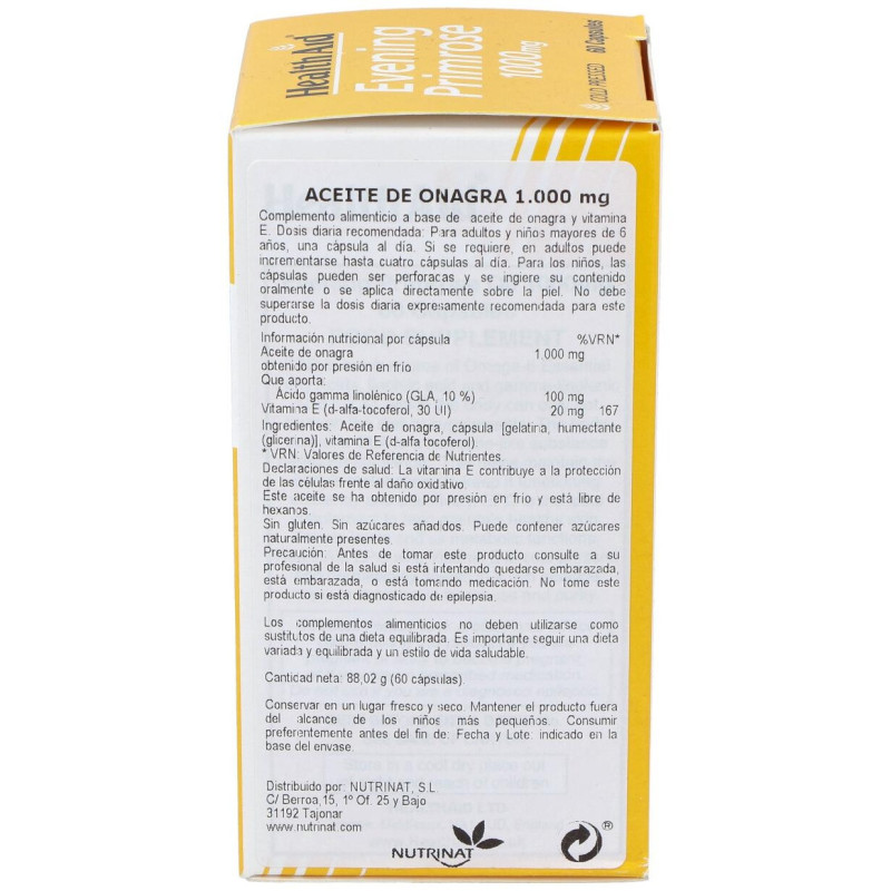 Aceite De Onagra 1.000Mg. 60Cap. Health Aid