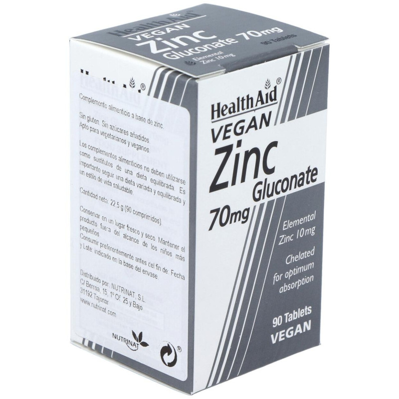 Healthaid Gluconato de Zinc 70 mg 90 Comprimidos - Health Aid