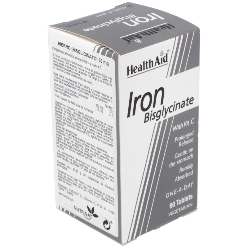 Hierro Bisglycinate Iron+vit.c 90comp - Health Aid