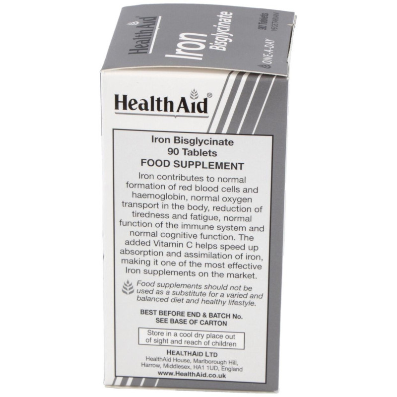 Hierro Bisglycinate Iron+vit.c 90comp - Health Aid