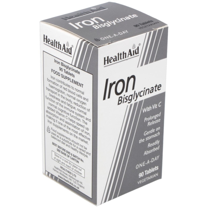 Hierro Bisglycinate Iron+vit.c 90comp - Health Aid