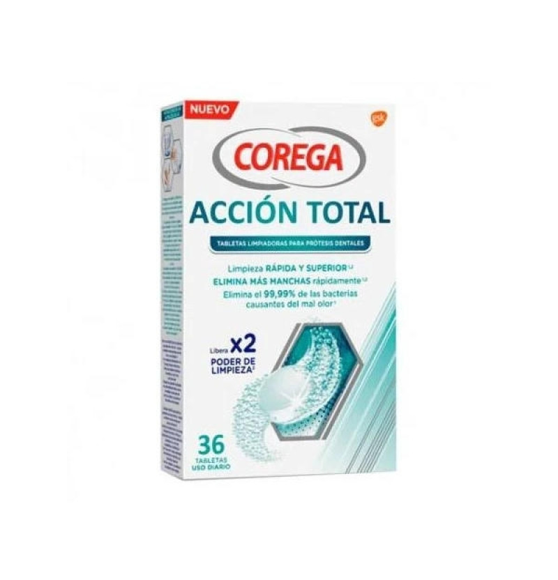 Corega Acción Total Limpiador - Limpieza Protesis Dental (36 Tabletas) - Glaxosmithkline