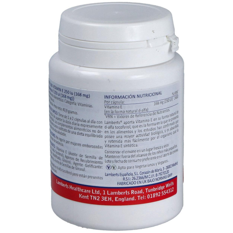 Vitamina E Natural 250 U.I. 100 Cap.