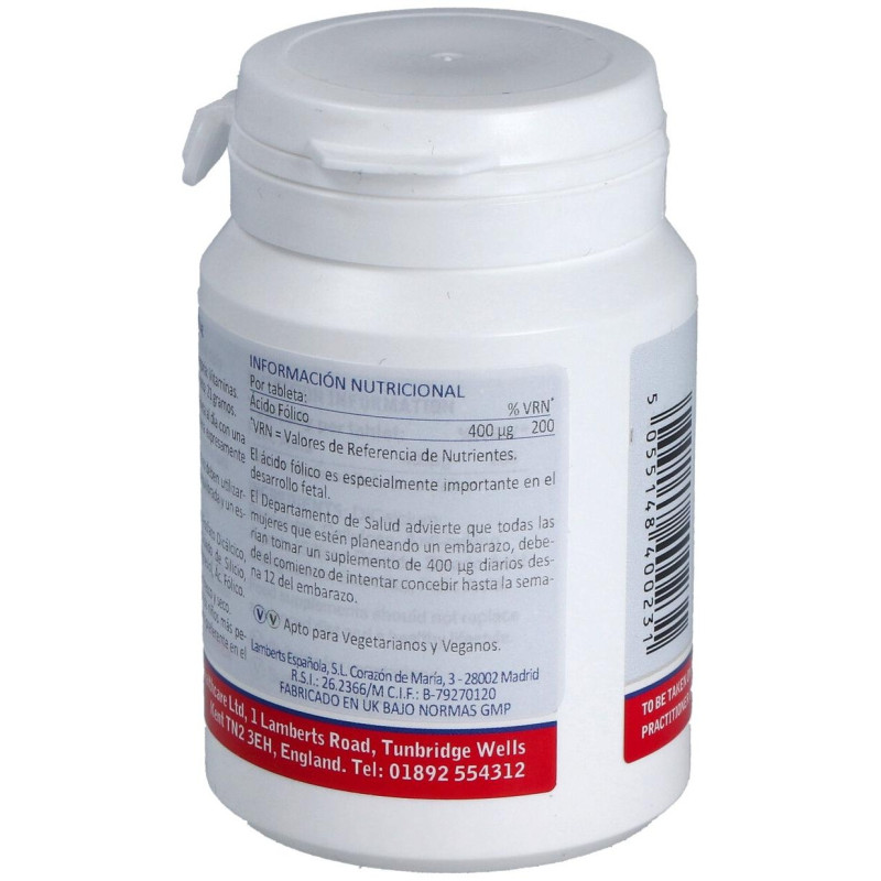 Ácido Fólico 400g 100 Tabletas - Lamberts