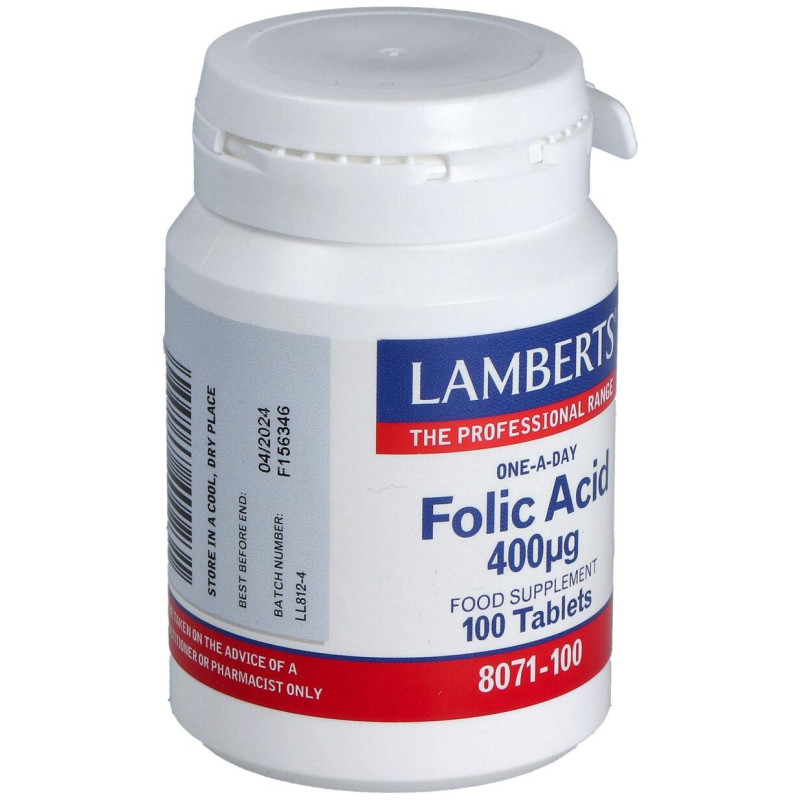 Ácido Fólico 400g 100 Tabletas - Lamberts