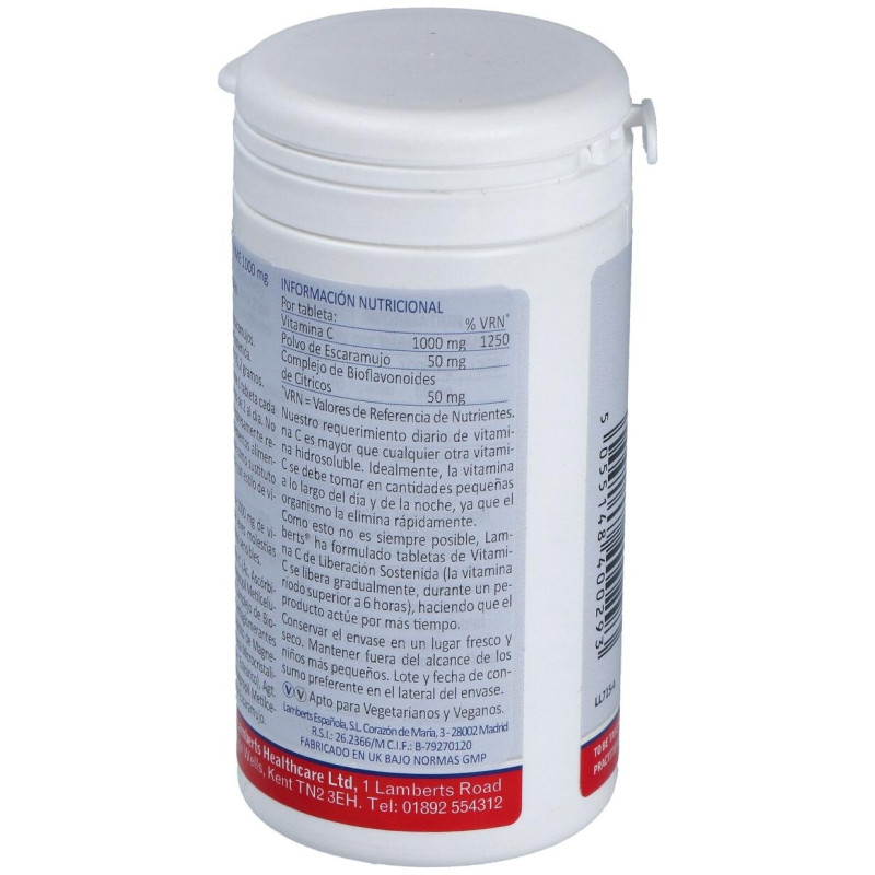 Vit.c 1000mg. Time de Liberacion Sostenida 60 Comp - Lamberts