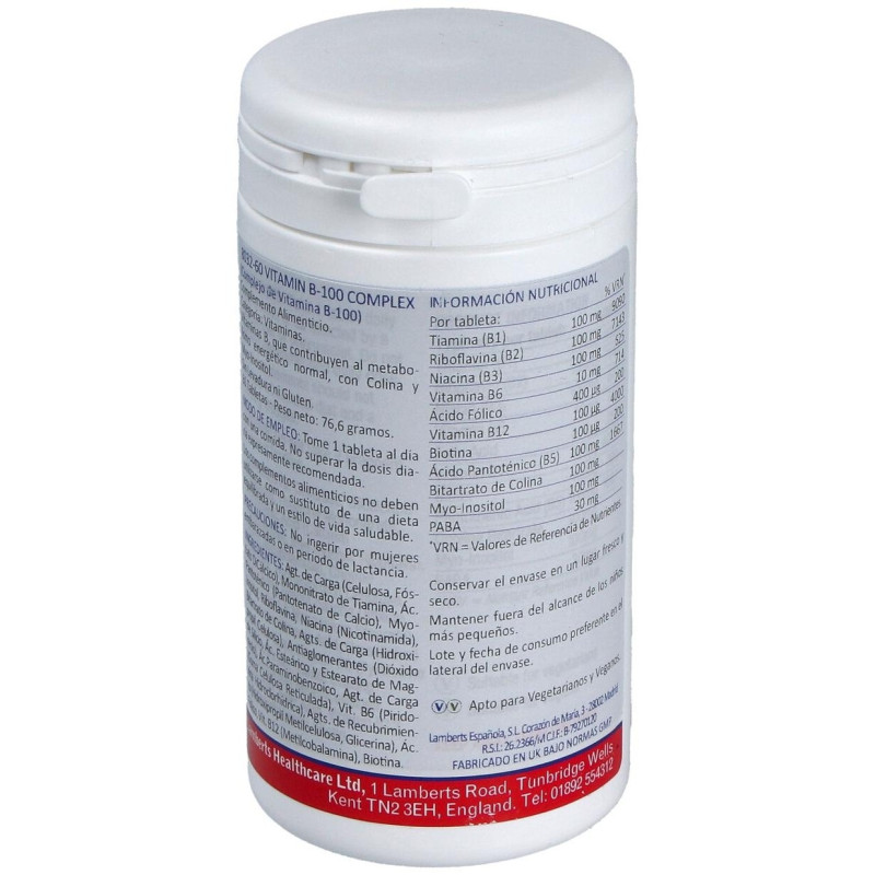 Vitamin B100 Complex 60tab 8032 - Lamberts