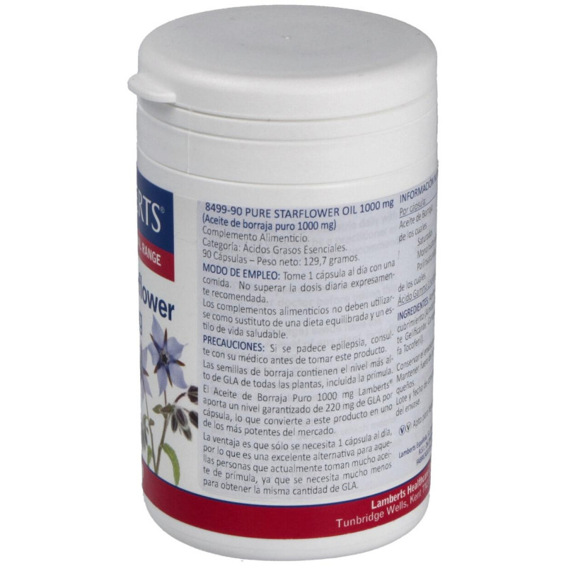 Aceite de Borraja Puro 1000mg(high Gla215mg)90cap - Lamberts