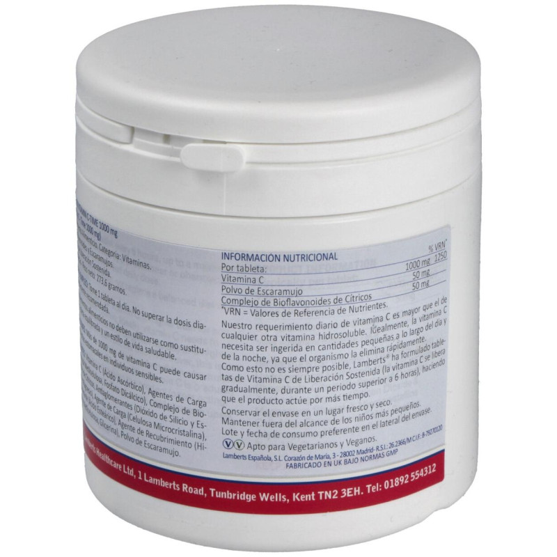 Vitamina C 1000Mg Con Bioflavonoides 180 Cápsulas