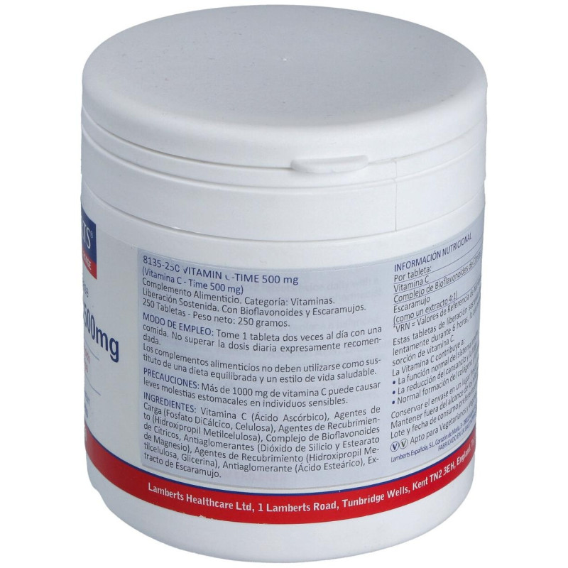 Vitamina C 500mg. Time Lib. Sostenida 250 Comp - Lamberts