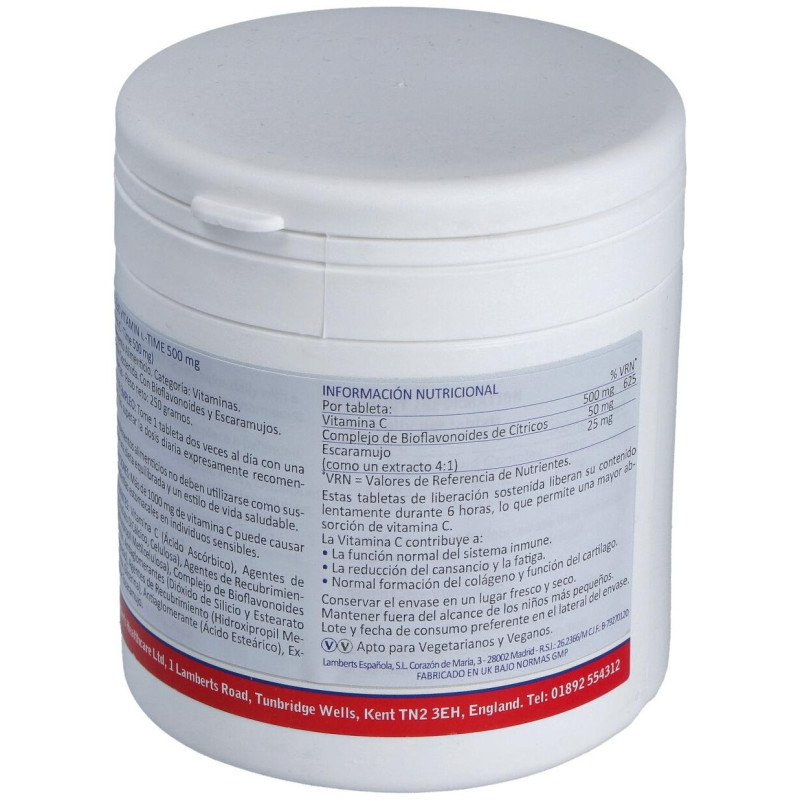 Vitamina C 500mg. Time Lib. Sostenida 250 Comp - Lamberts