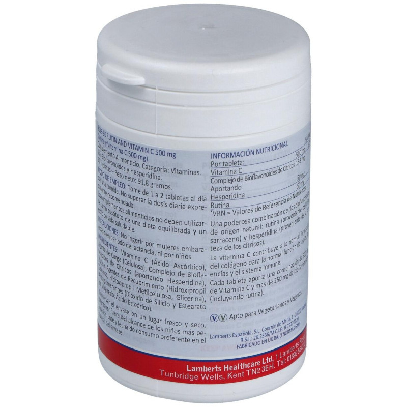Lamberts Rutina Y Vitamina C 500Mg + Bioflavonoides 90 Comprimid