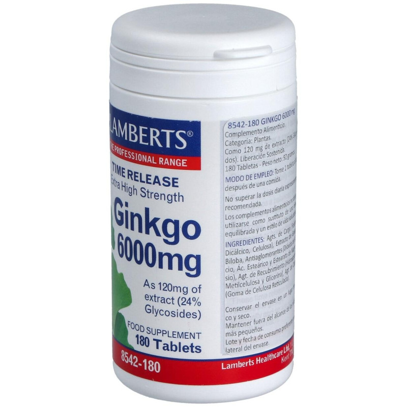 Ginkgo Time Release Extra High Strenght 6000mg 180comp - Lamberts