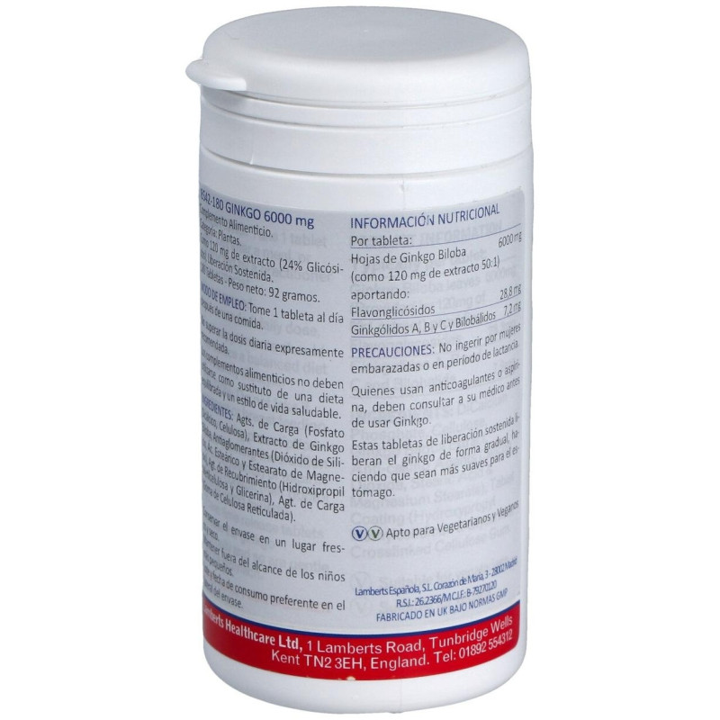 Ginkgo Time Release Extra High Strenght 6000mg 180comp - Lamberts