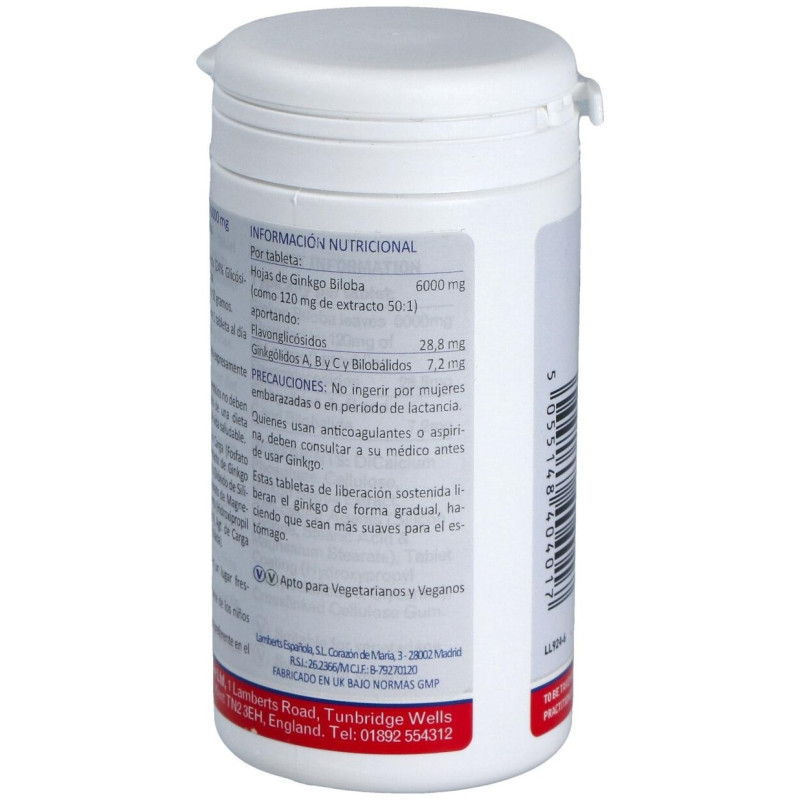 Ginkgo Time Release Extra High Strenght 6000mg 180comp - Lamberts