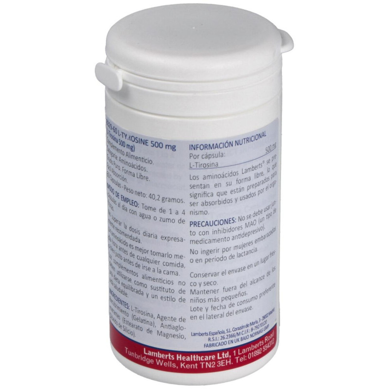 L-Tirosina 500 Mg. 60 Cap.