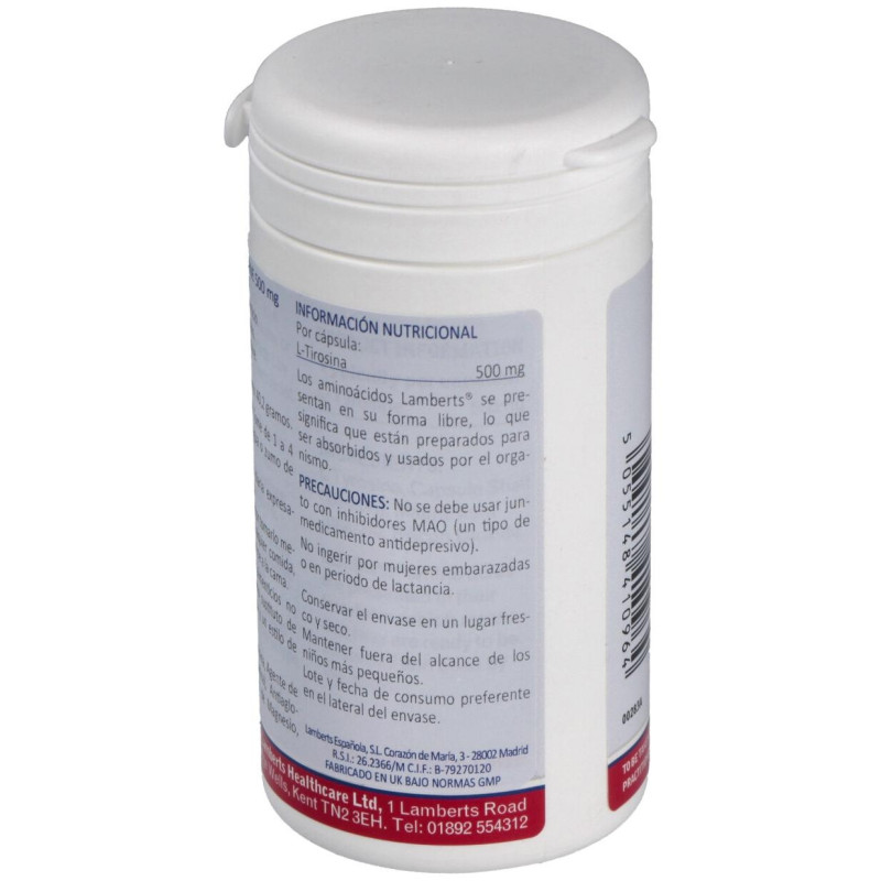 L-Tirosina 500 Mg. 60 Cap.