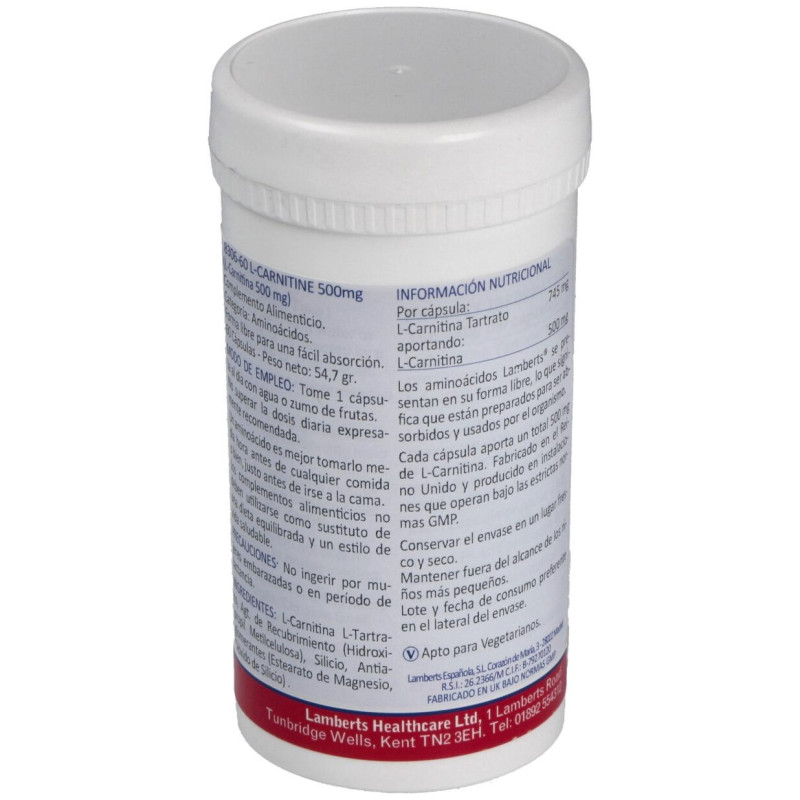 L - Carnitine 500mg 60caps - Lamberts