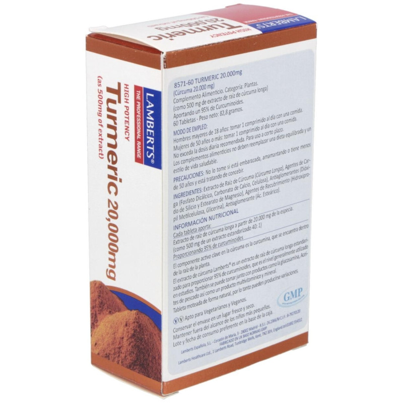 Curcuma 20.000mg. (95% de Curcumina) 60comp - Lamberts