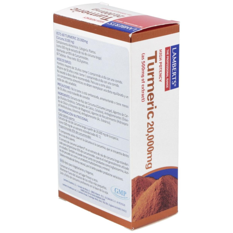 Curcuma 20.000mg. (95% de Curcumina) 60comp - Lamberts