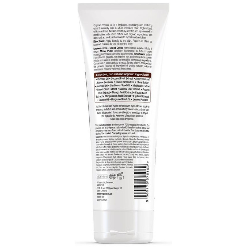 Locion Corporal Aceite Coco Organico 200Ml.
