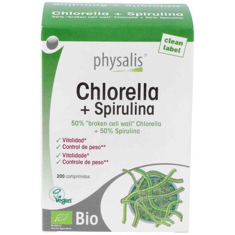 Chlorella y Espirulina Bio 200comp - Physalis