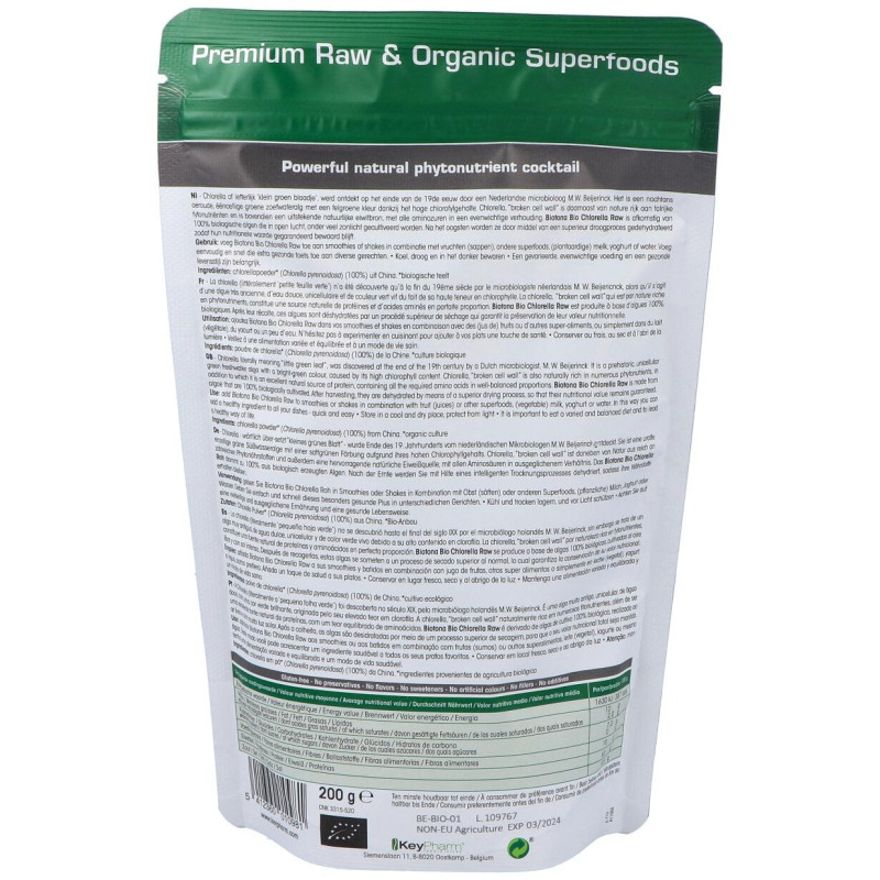 Biotona Chlorella Raw Powder Superfoods Bio 200G