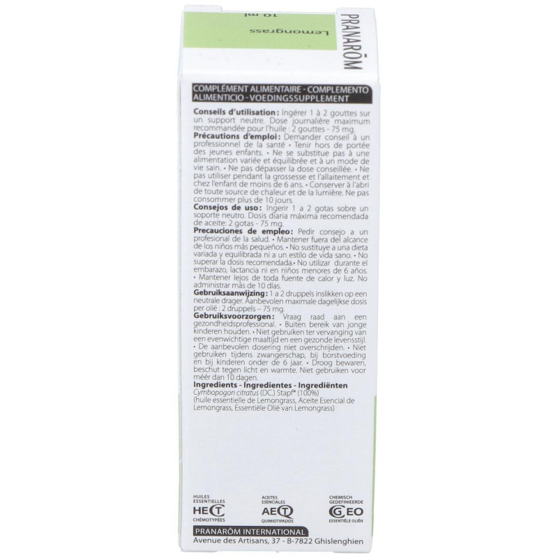 Pranarôm Aceite Esencial de Lemongrass 10ml - Pranarom