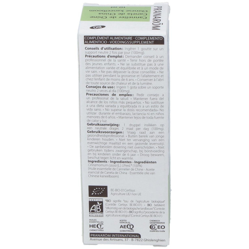 Pranarôm Aceite Esencial de Canela de China Bio 10ml - Pranarom