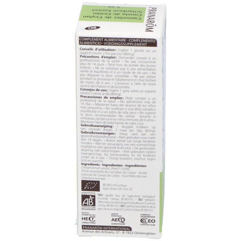 Canela De Ceylan Aceite Esencial Bio 5Ml.
