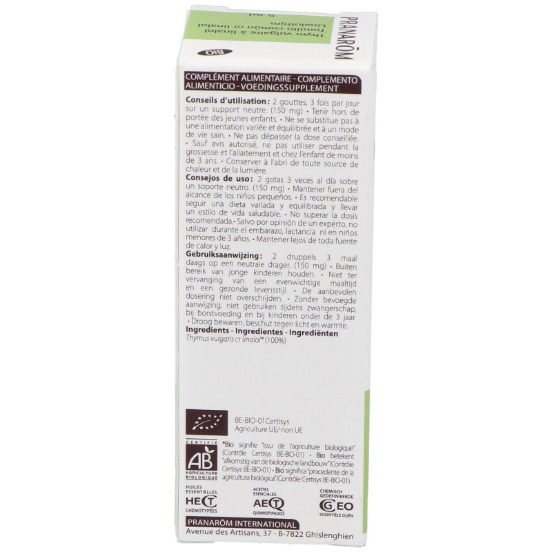Pranarôm Aceite Esencial De Tomillo Común Qt Linalol Bio 5Ml