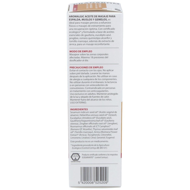 Pranarom Aceite De Masaje Aromalgic Espalda-Muslos-Gemelos, 100 Ml
