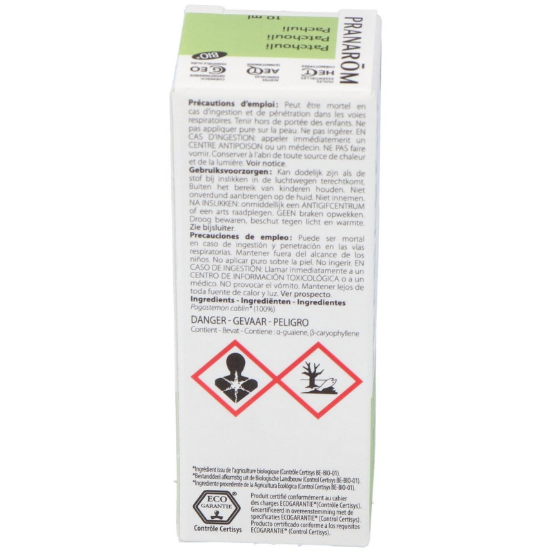 Patchuli (Pachuli) Hoja Aceite Esencial Bio 10Ml.