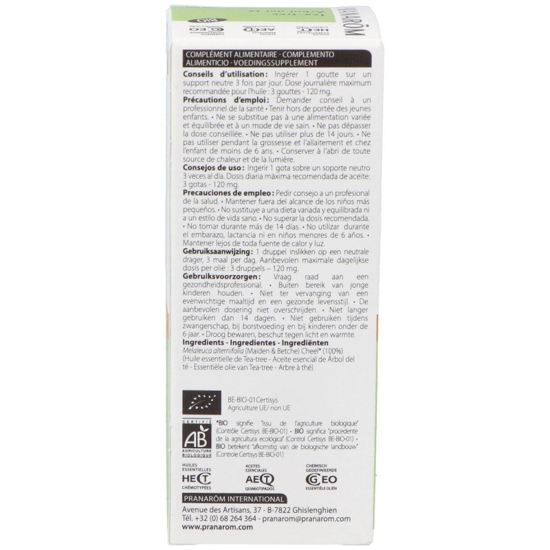 Arbol del Te Hoja Aceite Esencial Bio 30ml - Pranarom