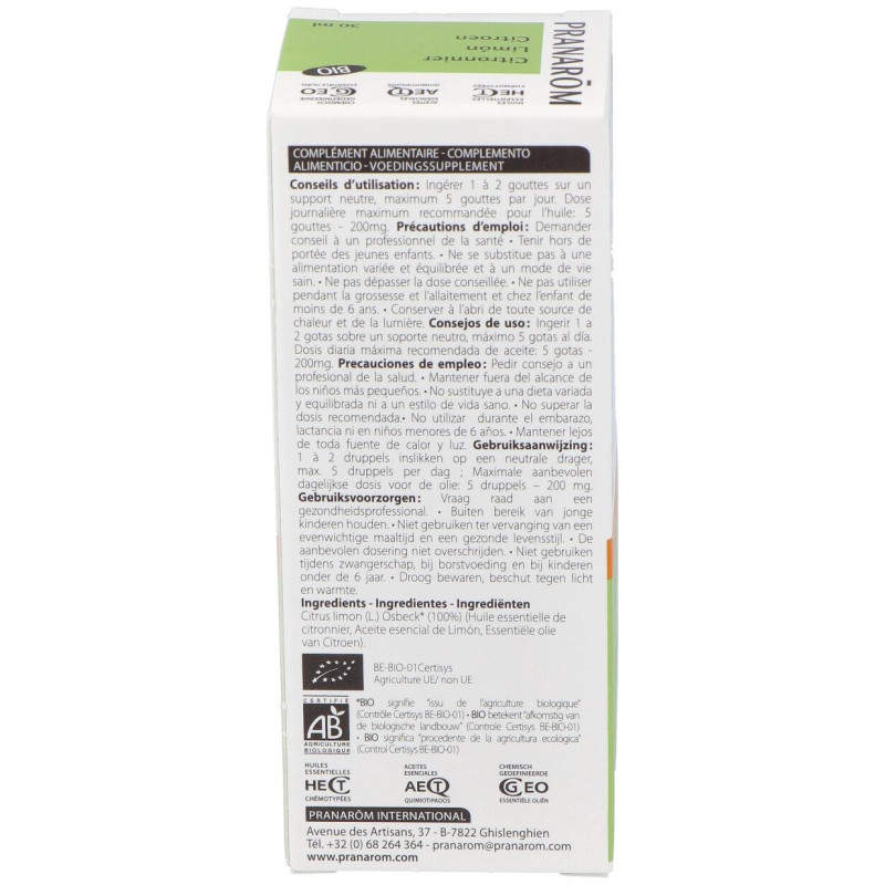 Citronn Zeste Pranarom He Bio 30ml - Pranarom