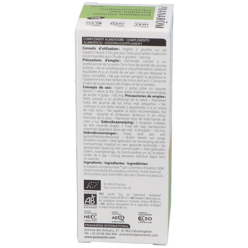 Eucalipto Azul Hoja Aceite Esencial Bio 30Ml.