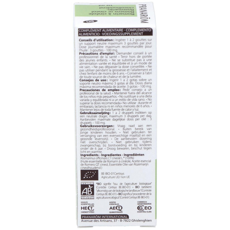 Pranarôm Aceite Esencial De Romero Qt Cineol Bio 10Ml