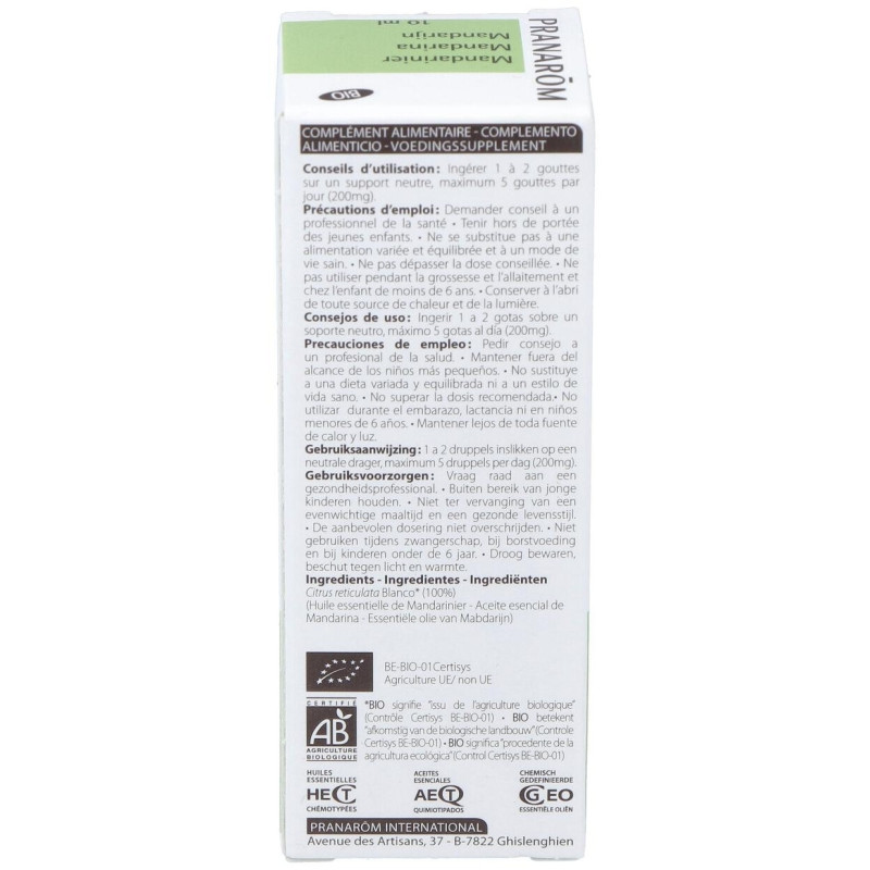 Pranarôm Aceite Esencial De Mandarina Bio 10Ml