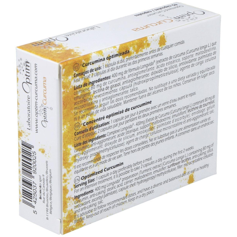 Optim Curcuma Suplemento Alimenticio 45 Cápsulas - Optim Laboratoire
