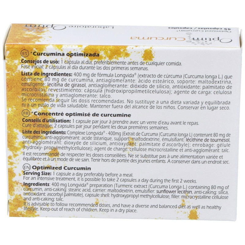 Optim Curcuma Suplemento Alimenticio 45 Cápsulas - Optim Laboratoire