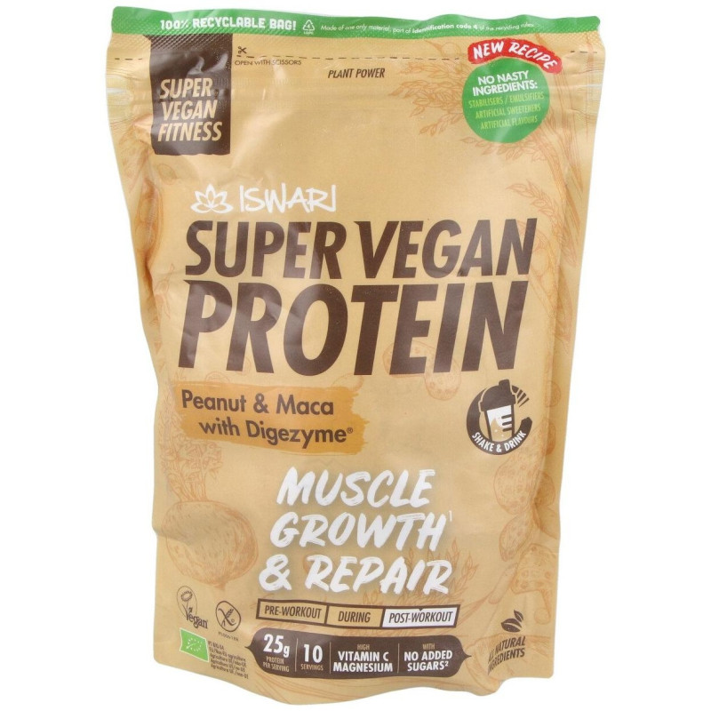 Super Vegan Protein Fitness Cacahuete - Maca 350gr 2 - Iswari