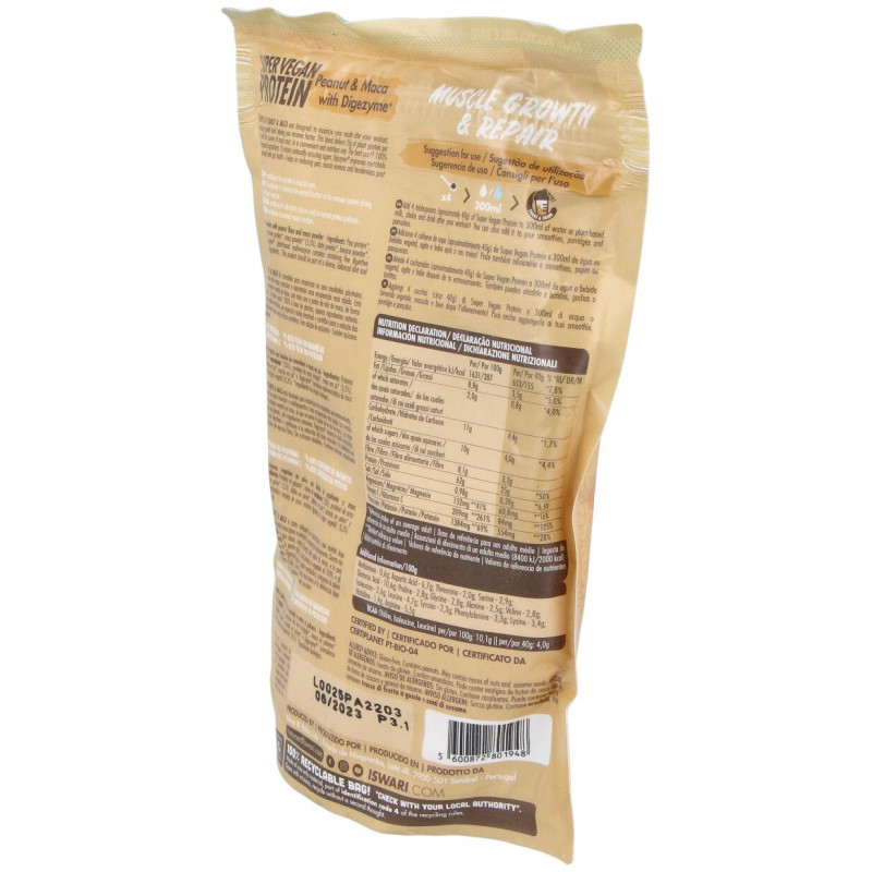 Super Vegan Protein Fitness Cacahuete - Maca 350gr 2 - Iswari