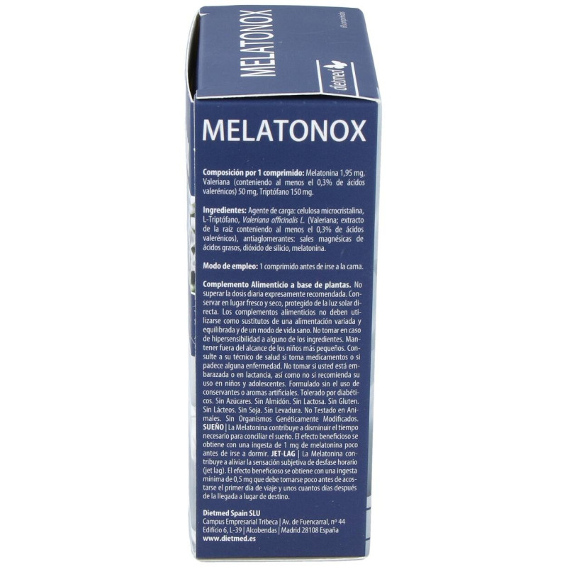 Melatonox Melatonina Valeriana y Triptofano 60comp - Dietmed