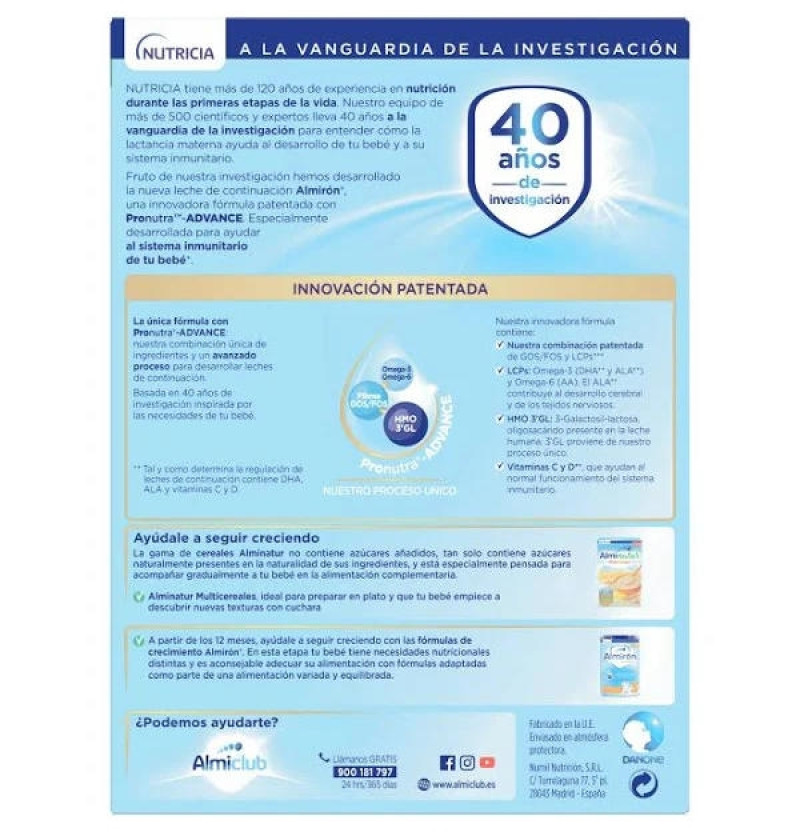 Almiron Advance + Pronutra 2 (1 Envase 1200 g) - Danonenutricia