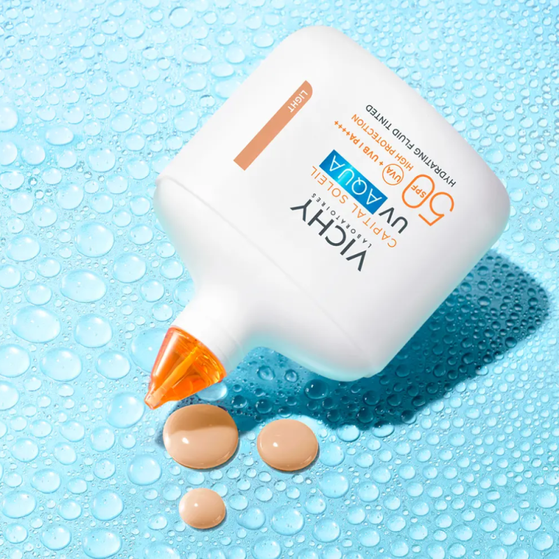 Capital Soleil UV AQUA Fluido Hidratante con Color Tono Claro, 50 ml. - Vichy