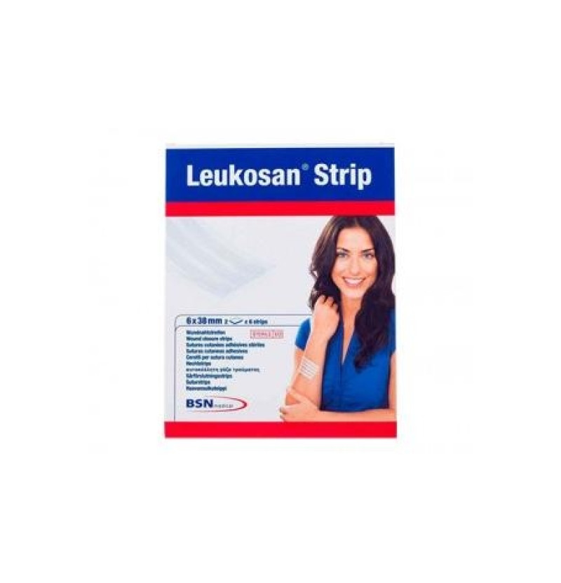 Leukosan Strip - Sutura Cutanea Esteril (Tira 38 Mm  X 6 Mm 12 Tiras)