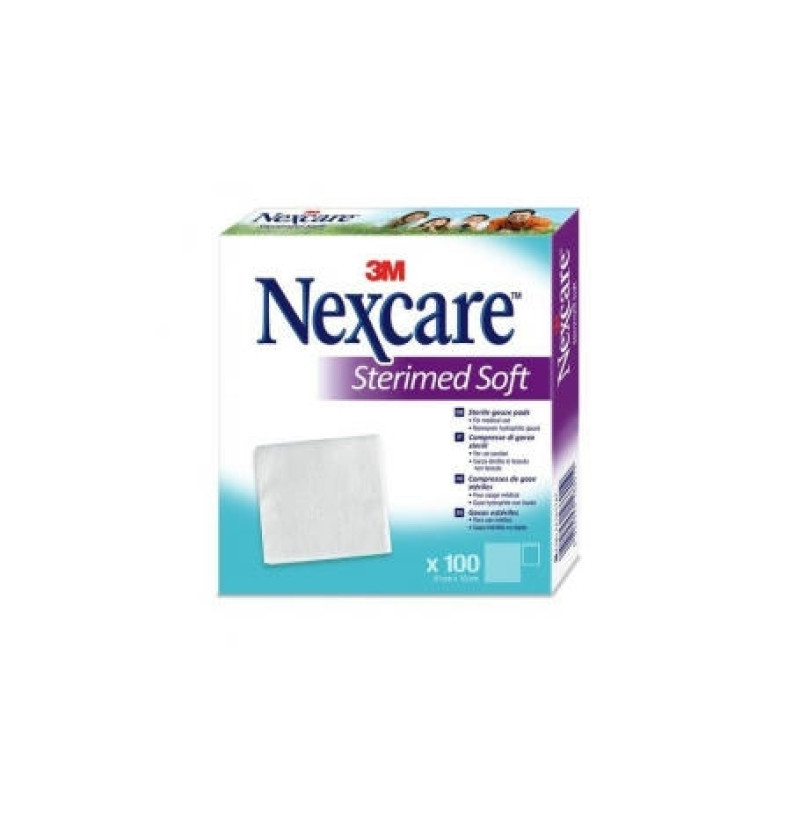 Nexcare Sterimed Soft Gasa Estéril, Tejido sin Tejer, 100 Ud 10 cm X 10 Cm. - 3m - Sin Marca